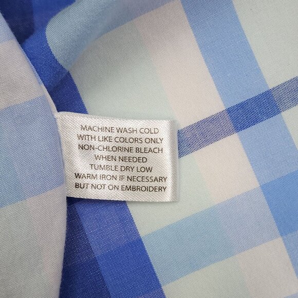 U.S. Polo Assn. Mens Blue Plaid Short Sleeve Button-Up Shirt XL Cotton Polyester - Picture 7 of 8